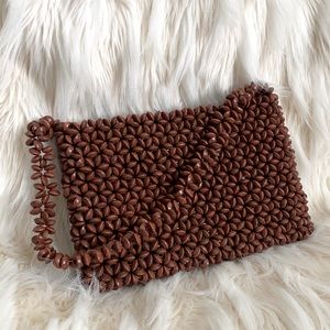 (NWOT) Wooded Bead Handbag